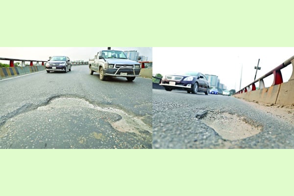 ফ্লাইওভারের গর্তে দুর্ঘটনার ঝুঁকি