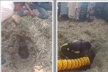 ৩৫ ফুট গভীর নলকূপে পড়ে গেছে দুই বছরের শিশু, জীবিত উদ্ধারের চেষ্টা