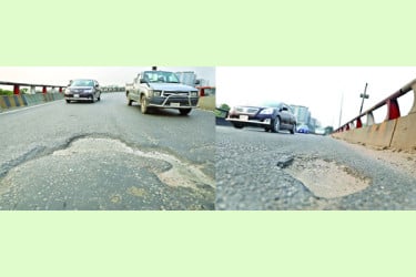 ফ্লাইওভারের গর্তে দুর্ঘটনার ঝুঁকি