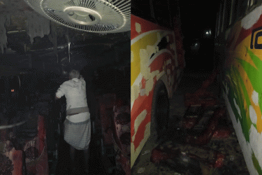নোয়াখালীতে টার্মিনালে থাকা বাসে আগুন