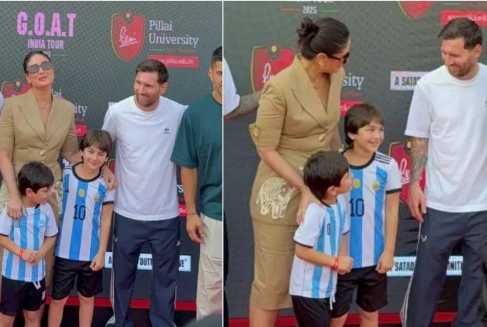পুত্রদের নিয়ে কারিনার মেসি-দর্শন