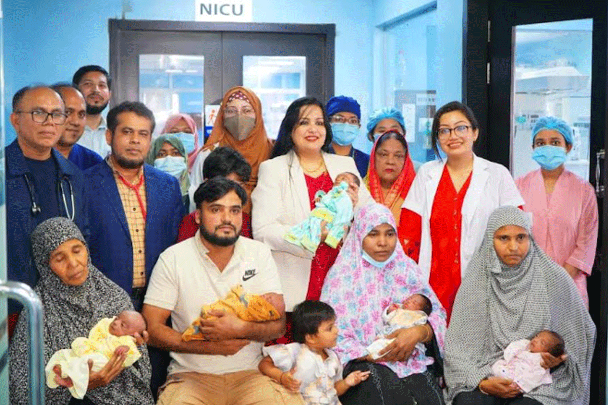 সুস্থ হয়ে বাড়ি ফিরল একসঙ্গে জন্ম নেওয়া পাঁচ নবজাতক