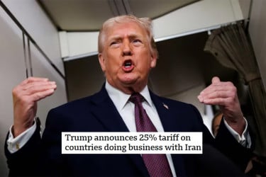 ইরানের সঙ্গে ব্যবসা করা দেশের ওপর ২৫% শুল্কারোপ ট্রাম্পের