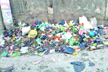 ডাস্টবিন নেই সড়কেই বর্জ্য