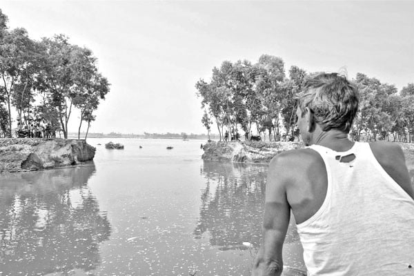 বাঁধ ভেঙে প্লাবিত ফসলি জমি