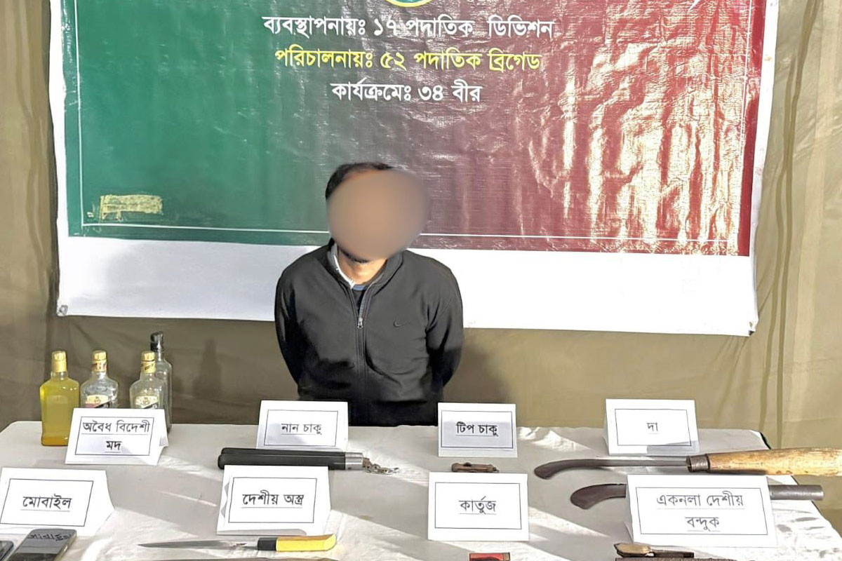 বিশ্বনাথে যৌথ অভিযানে অস্ত্র ও মদসহ যুবক গ্রেফতার