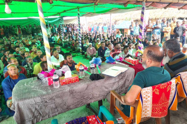 দুবলার চরে ধানের শীষের প্রার্থী ফরিদুল ইসলামের নির্বাচনি প্রচারণা
