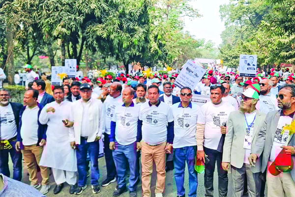 ঢাকা-১৭ আসনে তারেক রহমানের সমর্থনে পেশাজীবীদের মিছিল