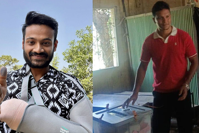 চোট নিয়েও ভোট দিলেন জয়, প্রথম ভোটে উচ্ছ্বসিত সাইফউদ্দিন