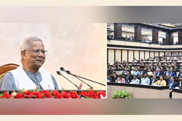 নিজ কার্যালয়ে বিদায়ী ভাষণ দিলেন প্রধান উপদেষ্টা