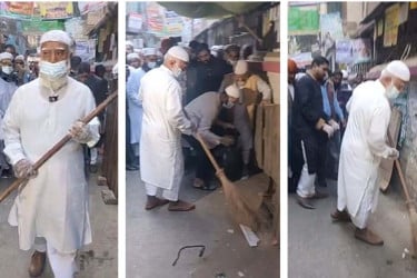 ফজরের নামাজের পরই সড়ক পরিষ্কারে নামলেন বিরোধীদলীয় নেতা