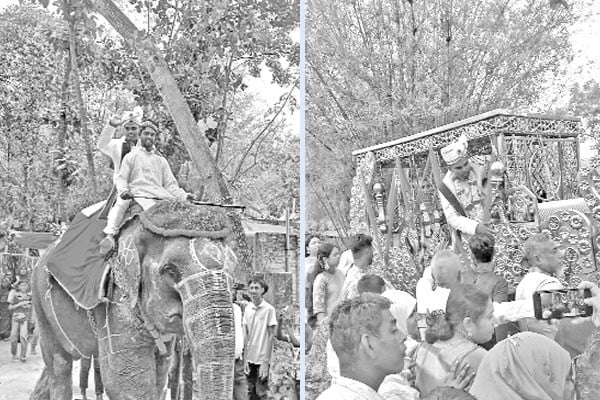 বাবার ইচ্ছা পূরণে হাতির পিঠে ঘোড়ার গাড়িতে বরযাত্রা