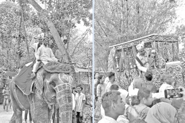 বাবার ইচ্ছা পূরণে হাতির পিঠে ঘোড়ার গাড়িতে বরযাত্রা