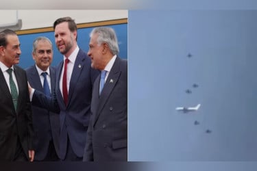 যুদ্ধবিমান দিয়ে জেডি ভ্যান্সের বিমান পাহারা দিয়ে নেওয়ার দৃশ্য প্রকাশ