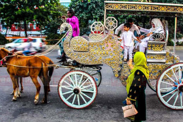 রাবির বৈশাখী শোভাযাত্রায় ঘোড়াগাড়ি টমটম, জ্বালানি সংকট নিয়ে ব্যতিক্রমী বার্তা