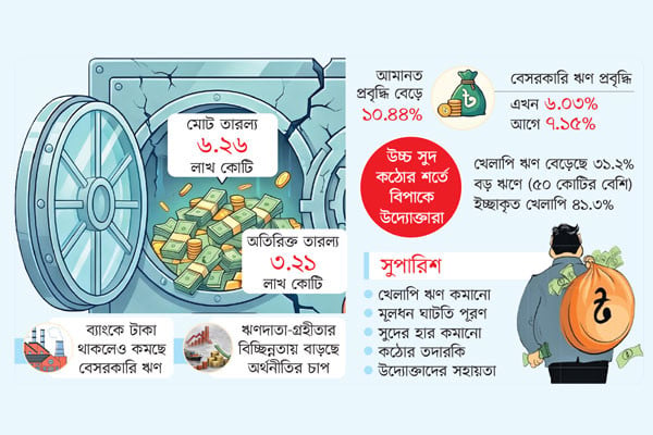 তারল্যে জোয়ার ঋণে ভাটা