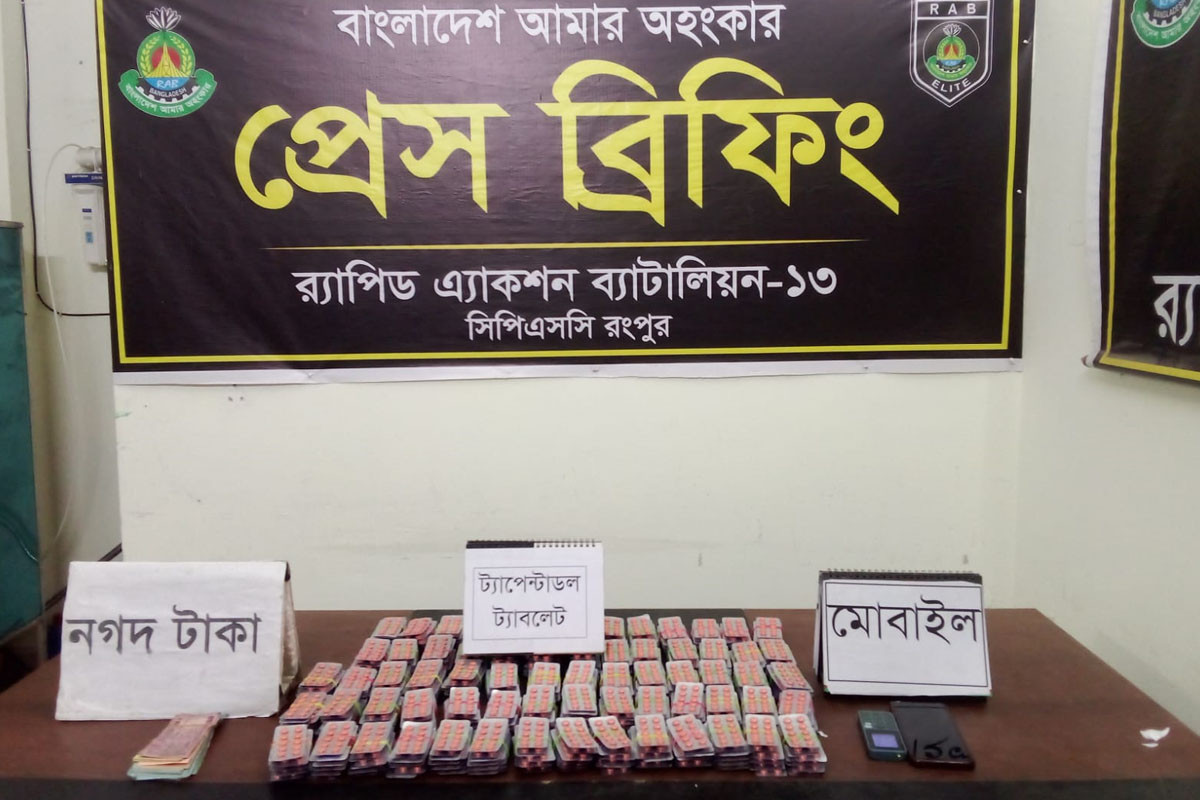 ৬৮০০ পিস ট্যাপেন্টাডলসহ দুই মাদক কারবারি গ্রেফতার
