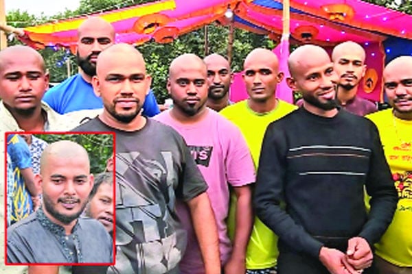 অসুস্থ বন্ধুর মন ভালো রাখতে ন্যাড়া হলেন ৯ বন্ধু