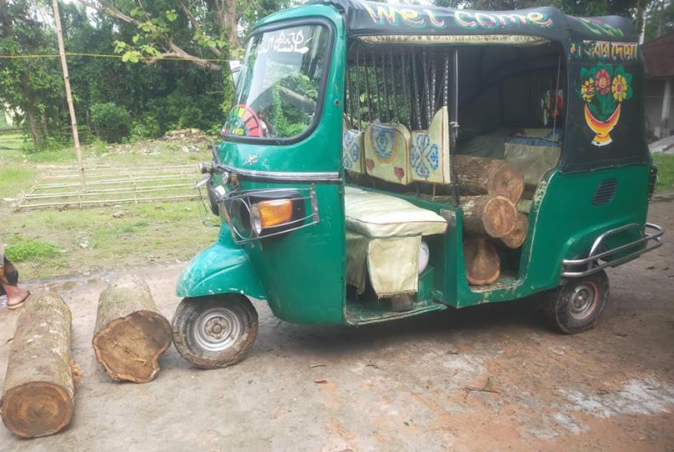 হবিগঞ্জে পাচারকৃত আকাশমনি গোলকাঠসহ সিএনজি জব্দ