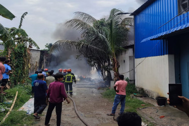 ডেমরায় প্যাকেজিং কারখানায় আগুন, শ্রমিক আহত