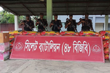 সিলেট সীমান্তে বিপুল পরিমাণ ভারতীয় পণ্যের চালান জব্দ