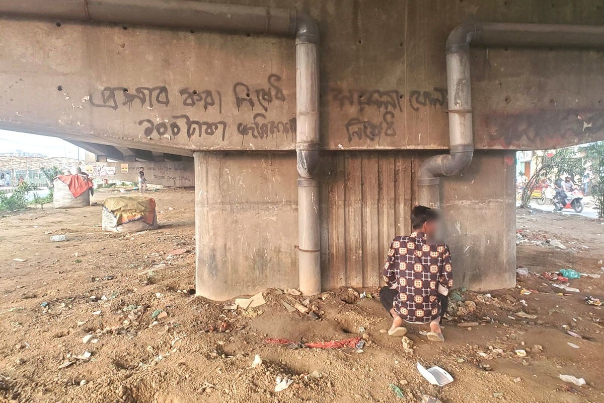 ঢাকার সড়ক ঘেঁষে মলমূত্র ছড়াচ্ছে রোগজীবাণু