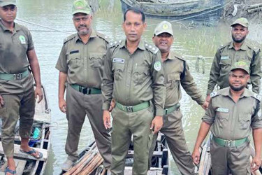 সুন্দরবনে আগুনের তাপে শুঁটকি তৈরি করছিল অবৈধ জেলেরা