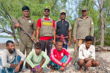 সুন্দরবনে হরিণ শিকারের ফাঁদ-নিষিদ্ধ জালসহ আটক ৭