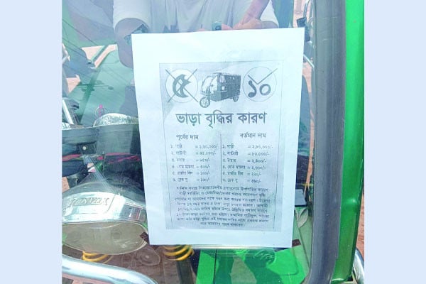 অটোরিকশার ভাড়া বাড়ানোর লিফলেট