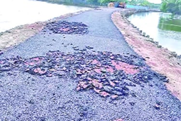 আলতো টানে উঠে যাচ্ছে সড়কের পিচ
