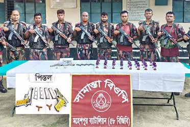 মহেশপুর সীমান্তে বিজিবির অভিযানে অস্ত্র-গুলি উদ্ধার