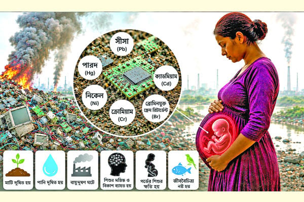 ই-বর্জ্যরে বিষে ঝুঁকিতে গর্ভের শিশুও