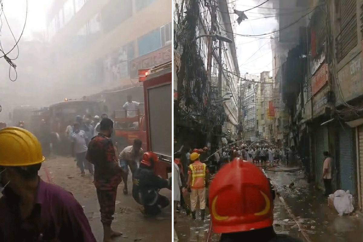 চকবাজারে খাজা মার্কেটে আগুন, নিয়ন্ত্রণে ৬ ইউনিট