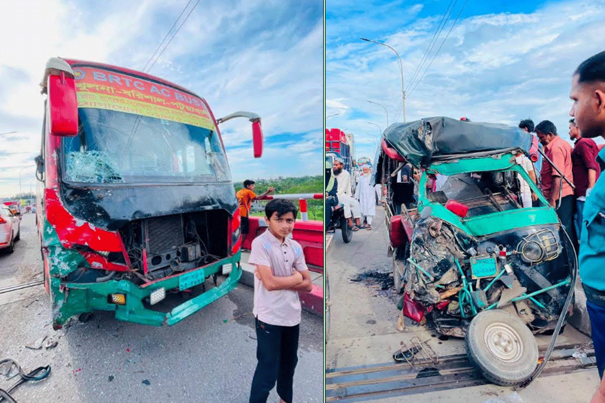 বরিশালে বাস-থ্রি হুইলারের মুখোমুখি সংঘর্ষে নিহত এক, আহত পাঁচ