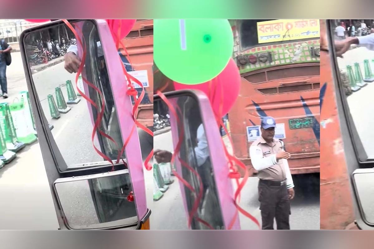 প্রথম দিনেই পিংক বাসে ধাক্কা, জরিমানা গুনল বলাকা