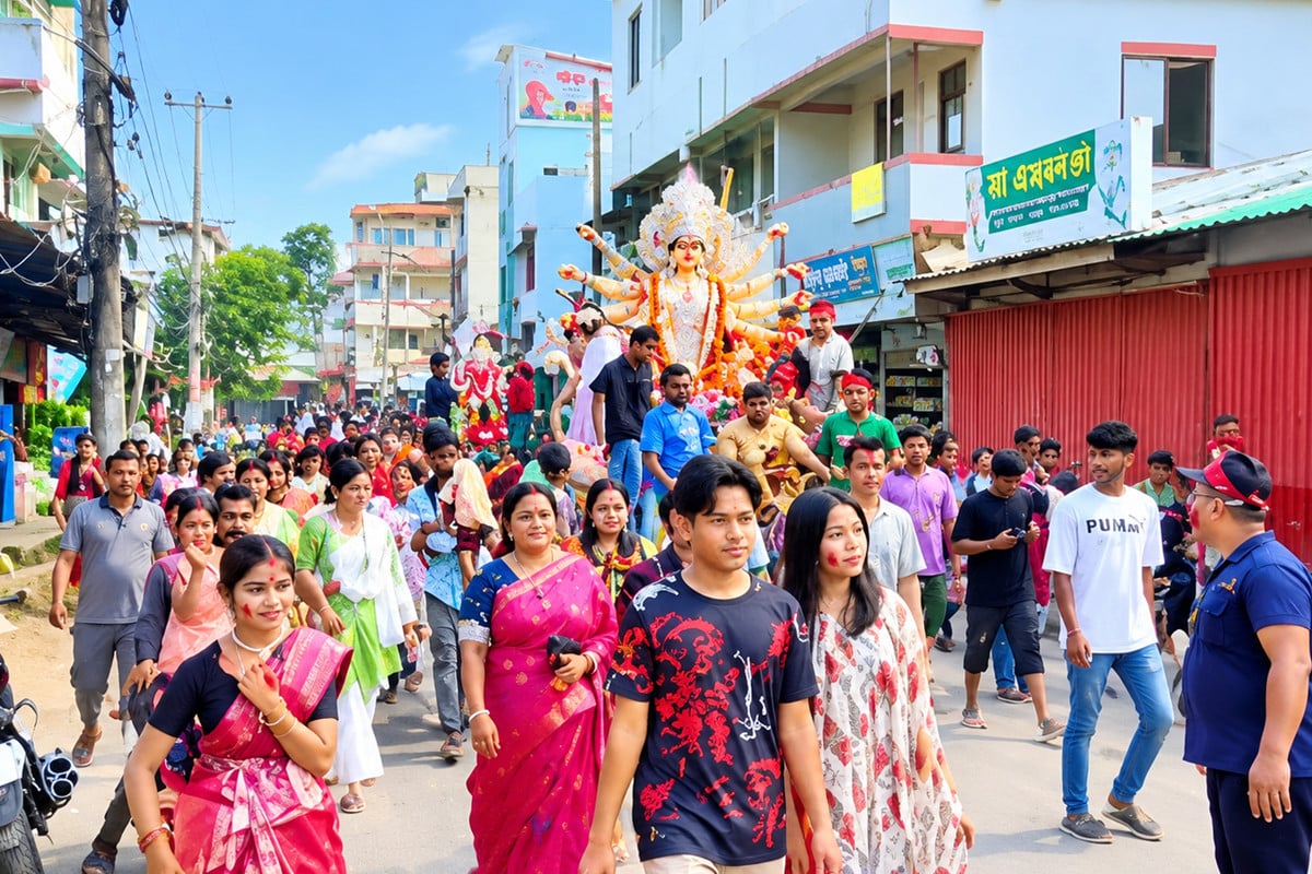 খাগড়াছড়িতে প্রতিমা বিসর্জনের মাধ্যমে দুর্গাপূজার সমাপ্তি