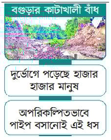 বাঁধ ভেঙে ভোগান্তিতে ১২ গ্রামের মানুষ