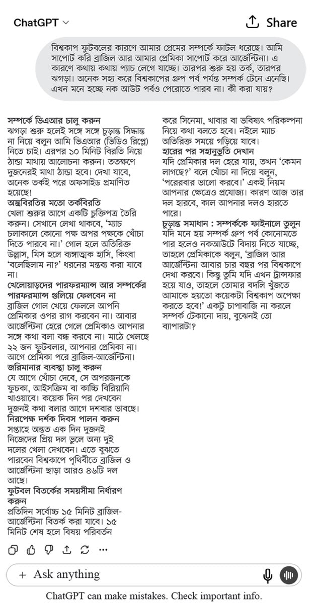 বিশ্বকাপে প্রেমের যন্ত্রণা